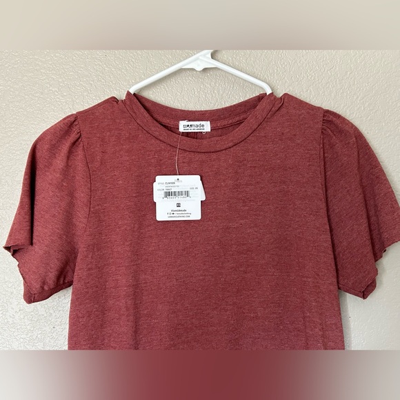 LAmade Linen Blend 'Brentwood Tee' Ruched Sleeve Casual Chic BOHO Size XS NWT - Picture 2 of 11